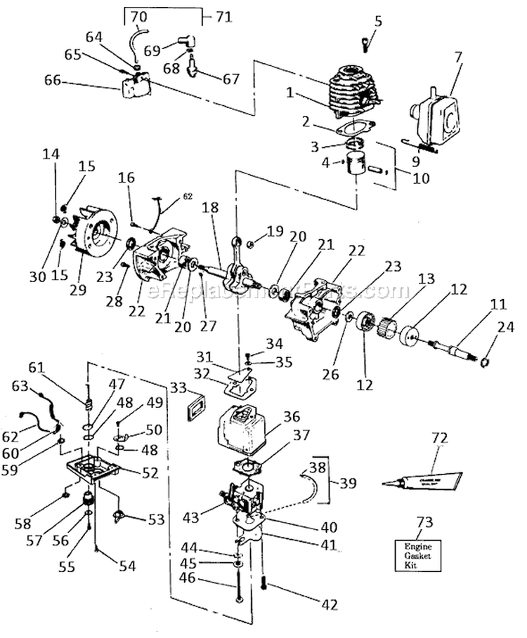 Page E Diagram and Parts List for 960  Weed Eater Leaf Blower / Vacuum